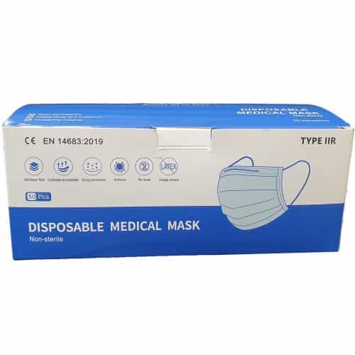 Type IIR Fluid Resistant 3 Ply Surgical Face Mask - 50pk - Image 2